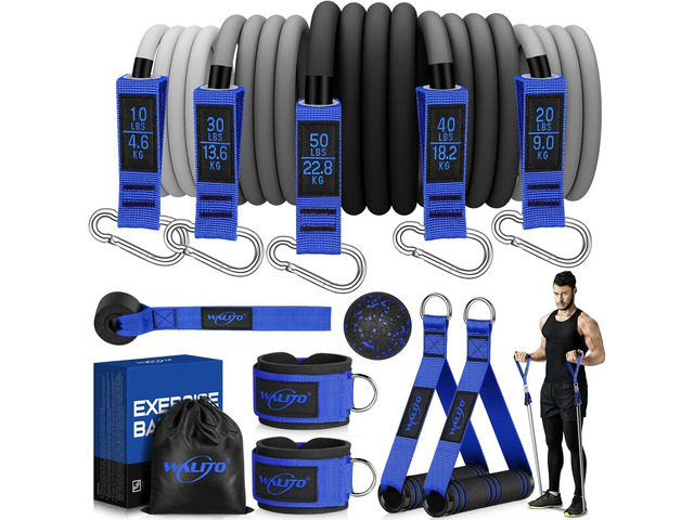 WALITO Resistance Bands Set - Exercise Bands with Handles, Door Anchor, Legs Ankle Straps, for Heavy Resistance Training, Physical Therapy, Muscle...