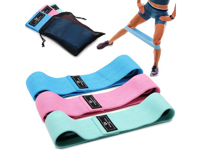 Healthsmart Fabric Resistance Bands, Targets Abs, Glutes, Quads, Calves, Hamstrings, 3 Bands with Variable Resistance Levels, Minimum 15lbs and...