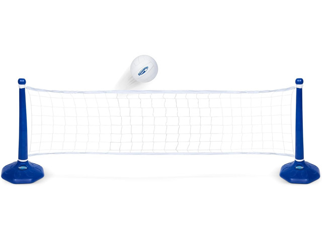 SwimWays Plastic Multi-Sport Volleyball Set, Includes 2 Bases, 1 Net, 1 Volleyball, Ideal for Pool Parties and Outdoor Games