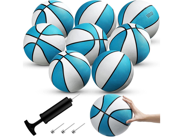 Honoson 6 Pack Water Pool Basketball Swimming Pool Rubber Waterproof Basketball for Summer Lake Party Favors (Light Blue with Black Trim,9 Inch)