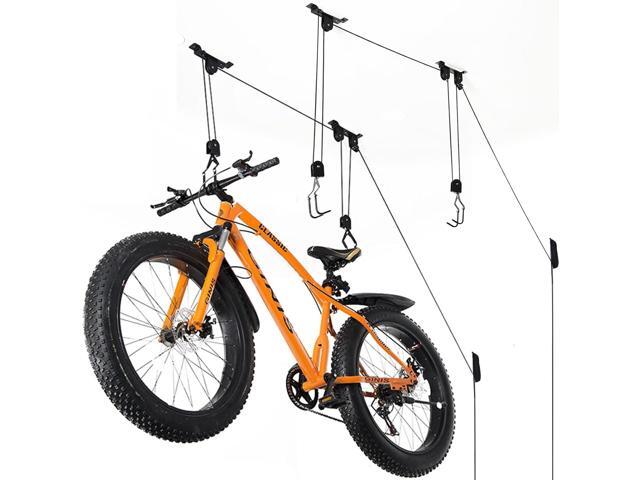 Wallmaster Ceiling Bike Mount Hanger, Bike Ceiling Lift Hoist, Bike Pulley System for Garage, Indoor Bicycle Hooks, 2 pack