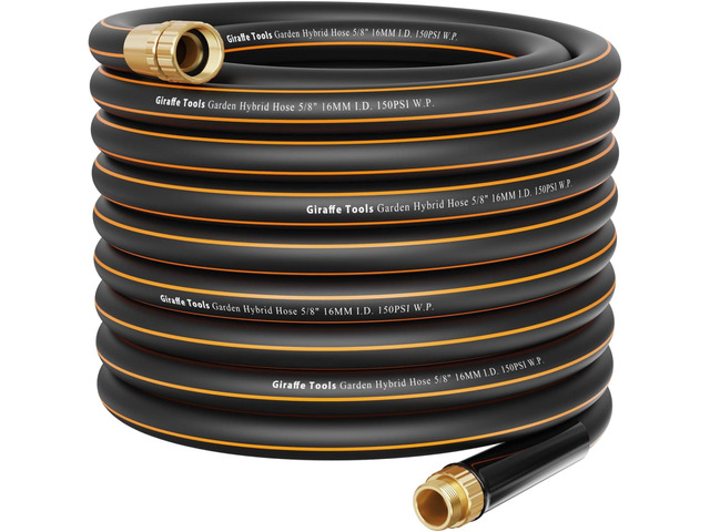 Giraffe Tools Garden Hose 75ft x 5/8', Water Hose Heavy Duty, Lightweight, Flexible Hybrid Hose, Male to Female Fittings