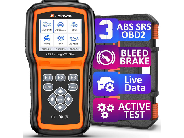 FOXWELL NT630 Plus OBD2 Scanner with ABS and SRS, Brake Code Reader with Auto Bleed, ABS Module Bidirectional Control, Oil EPB SAS Reset, Check...