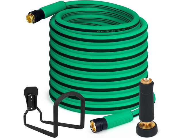 AIODE Garden Hose 5/8' x 100FT Heavy Duty Water Hose Super Flexible All-weather Lawn & Garden Watering Equipment (100FT)