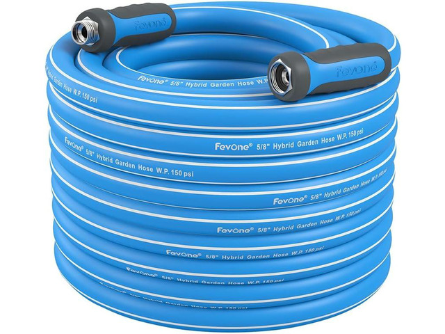 FEVONE Heavy Duty Garden Hose 80 ft, Hybrid Polymer Water Hose Flexible, Leak-Free, Lightweight, 5/8 ID, 600 PSI, 3/4 GHT Aluminum Fittings with...