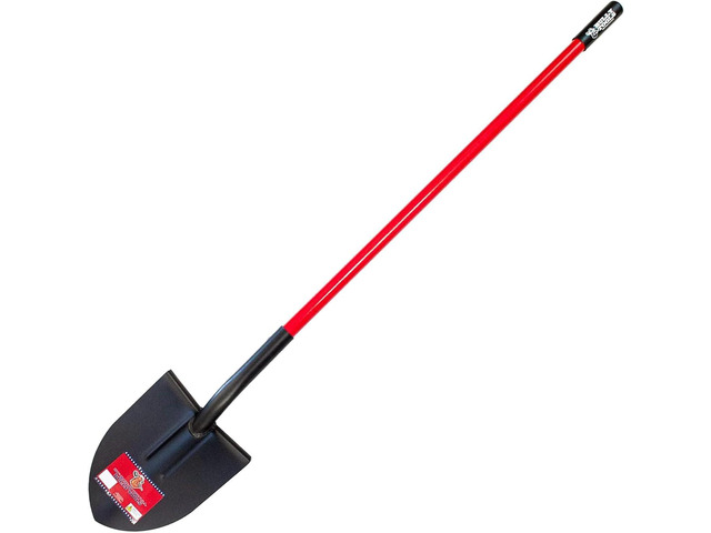 Bully Tools 12-Gauge Round Point Gardening Shovel Heavy Duty Fiberglass Long Handle Spade Shovels for Digging, Trenching and Planting Steel...