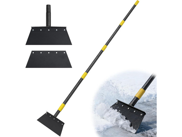 Flat Shovel for Landscaping, Heavy Duty Floor Scraper Long Handle 63', Multifunctional Garden Shovel for Digging, Weeding, Scraping, Ice Remove (2...