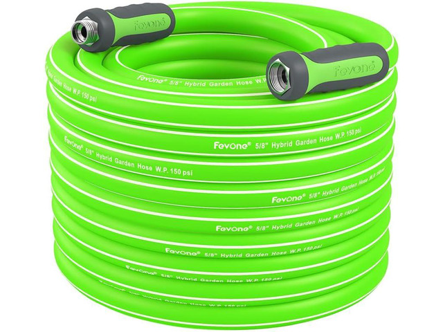 FEVONE Heavy Duty Garden Hose 12 ft, Hybrid Polymer Water Hose Flexible, Leak-Free, Lightweight, 5/8 ID, 600 PSI, 3/4 GHT Aluminum Fittings with...