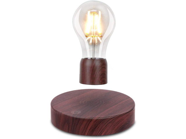 Magnetic Levitating Floating Wireless LED Light Bulb Desk Lamp for Unique Gifts, Room Decor, Night Light, Home Office Decor Desk Tech Toys (Round...