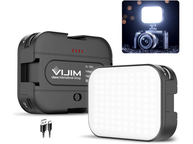 2 Pack VIJIM VL100C Bi-Color LED Video Light on Camera,Mini Rechargeable 2000mAh LED Camera Lights,CRI95+ Dimmable 2500-6500K Ultra Bright Photo...