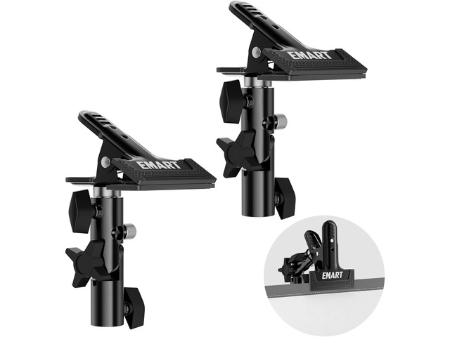 EMART Photography Reflector Holder, Photo Video Studio 5/8' Heavy Duty Metal Clamp Attachment, Light Stand Clip Mount with Umbrella Hole for...