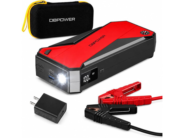 DBPOWER Peak 3000A 18000mAh Portable Car Jump Starter (up to 8.0L Gas, 6.0L Diesel Engine) Battery Booster with Smart Charging Port, Compass, LCD...