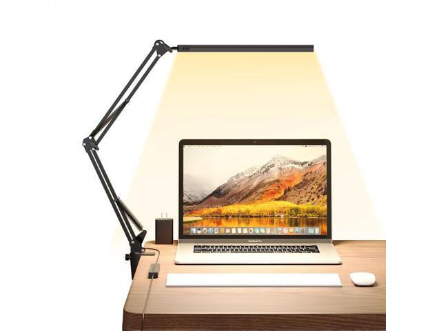 Upgrade Swing Arm LED Desk Lamp with Clamp, 80 LED Beads, 5 Color Modes & 11 Brightness Levels, 360° Adjustable Arm, Eye-Caring Light CRI95, Timer...