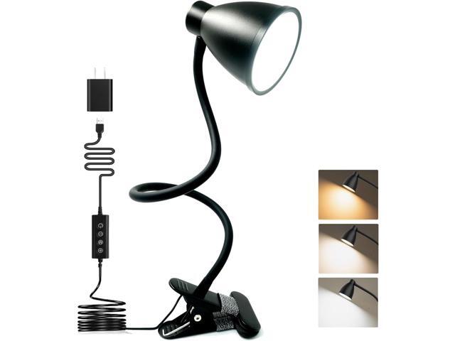 BOHON Desk Lamp 5 Color Modes 10 Brightness Dimmer Reading Light Black 10W 38 LED Clamp Lamp with Auto Off Timer 360° Flexible Neck Clip on Light.