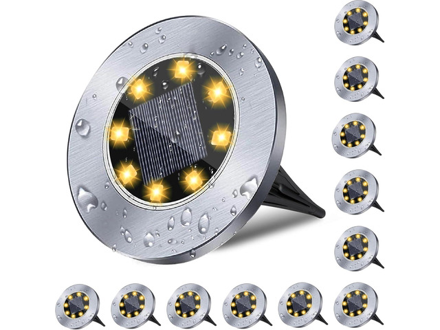 4.6 Inch Diameter Solar Ground Lights, Waterproof Solar Garden Lights, Outdoor Garden Waterproof Bright in-Ground Light, Landscape Lighting for...