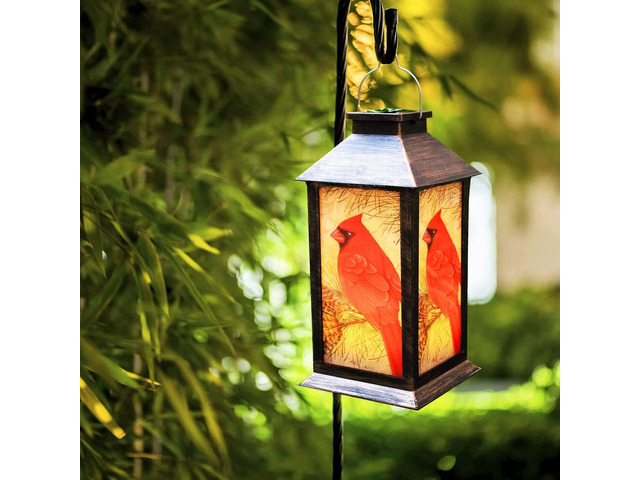 Solar Lanterns, Outdoor Hanging Lanterns Waterproof LED Solar Cardinal Lights Tabletop Lamp for Outdoor Patio Garden as Gifts for Mom Grandma Women