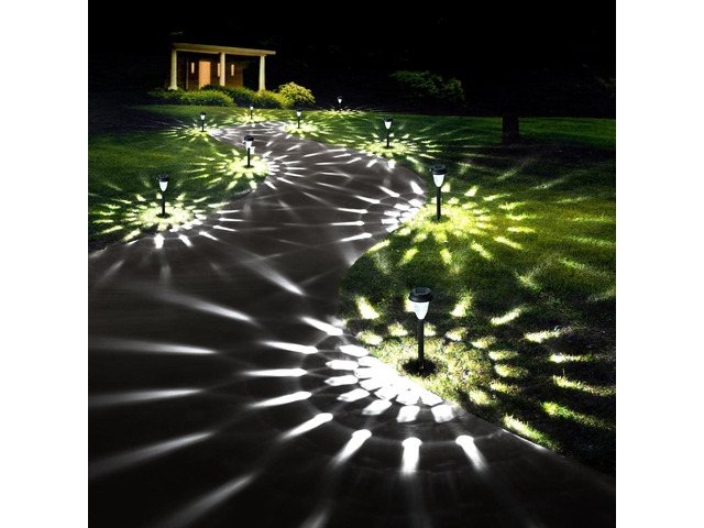 GIGALUMI 12 Pack Solar Lights Outdoor Waterproof, Cool White Pathway Lights Solar Powered, Landscape Lighting, Solar Garden Light for Decor, Patio,...