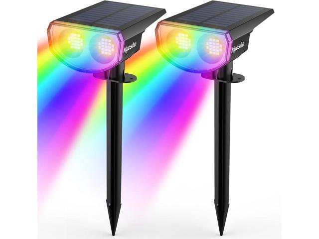 Kyosho Solar Color Spot Lights Outdoor, 9 Lighting Modes Halloween Christmas Lights, 38 LEDs Color Changing Waterproof RGBW Multicolor Tree Pool.