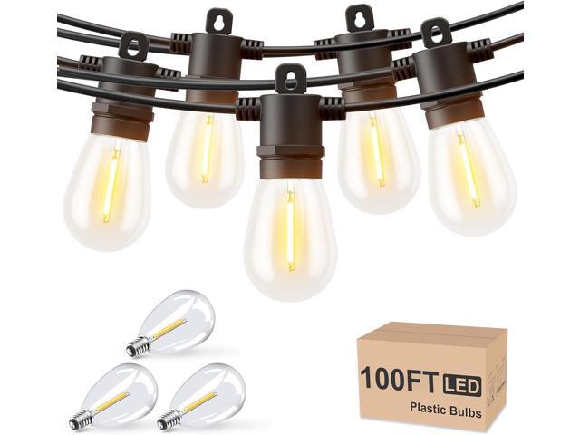 Svater Outdoor String Lights 100 FT, Patio for Outside with Shatterproof S14 Bulbs, Waterproof LED Hanging Light for Cafe Backyard Bistro Party,.