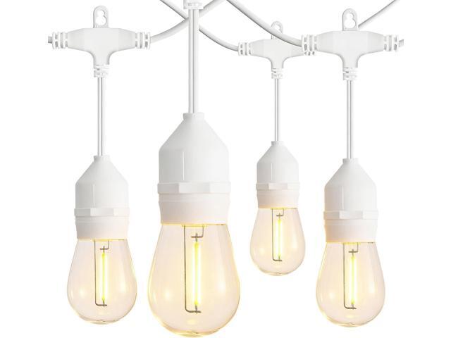 Banord Outdoor String Lights, 48FT Waterproof Patio Lights with 1W Dimmable LED Bulbs, White Hanging String Lights for Outdoor Backyard, Garden,.