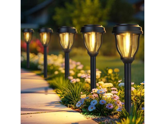 DERAYSION 12 Pack Solar Lights Outdoor, Solar Pathway Lights Auto On/Off Waterproof Garden Landscape Lighting for Path, Yard, Walkway, Driveway Decor