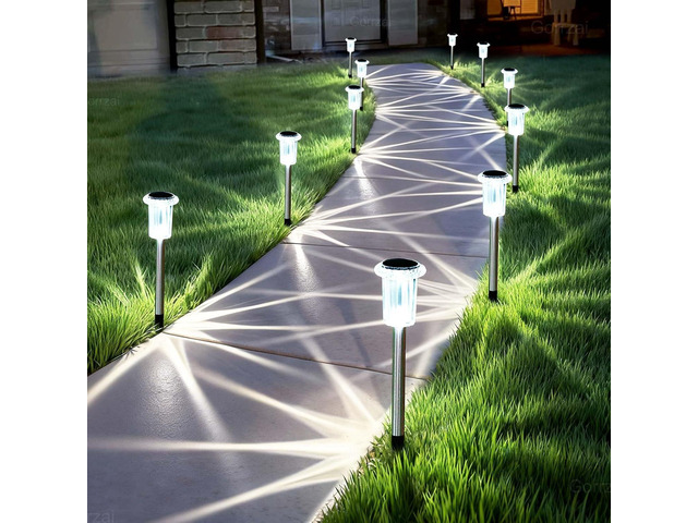 15 Pack Solar Pathway Lights Solar Lights Outdoor, Led Waterproof Yard Walkway Lighting Stainless Steel Garden Stake for Outside, Path, Landscape,...