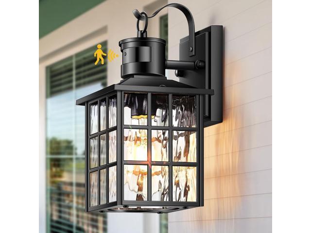 VIANIS Black Motion Sensor Porch Lights Outdoor, Modern Dusk to Dawn Exterior Lighting Fixtures Wall Mount for House, Anti-Rust 100% Aluminum...