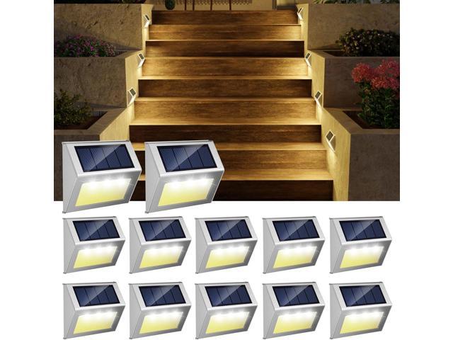 JSOT 12 Pack Solar Lights Outdoor Waterproof for Stairs - Solar Deck Lights Stainless Steel Step Fence Patio Post Wall Lamp for Garden Pathway.