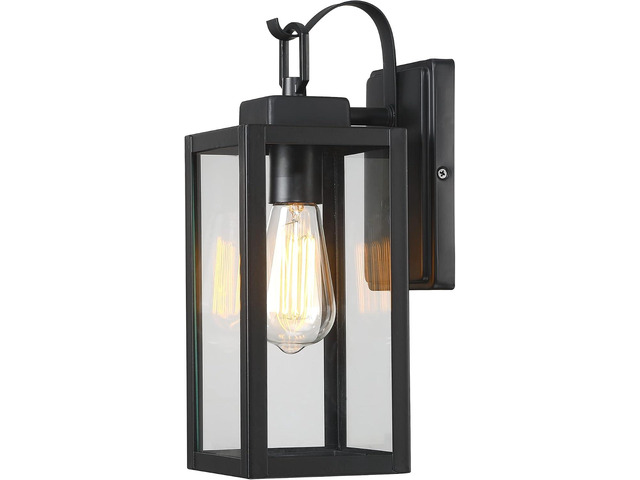Pia Ricco Outdoor Wall Lights, Matte Black Exterior Light Fixtures with Clear Glass Shade, Waterproof Front Porch Lighting, Modern Sconces Lantern...