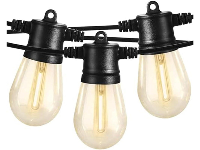 SUNTHIN Outdoor String Lights, 48FT Patio Lights with 16 LED Shatterproof Bulbs for Outside, Backyard, Deck, Porch, Garden, Bistro, Cafe, Party