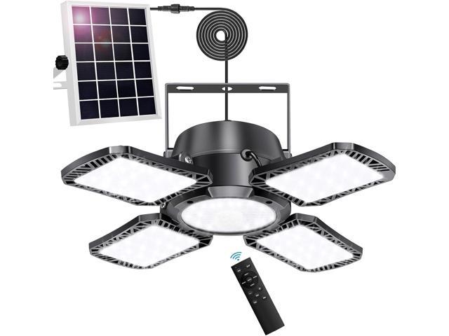Auzev Solar Shed Light Indoor Outdoor Upgrade 176 LED 4 and 1 Heads Solar Powered Motion Sensor Pandent Daytime Work Lights with 4 Modes Remote...