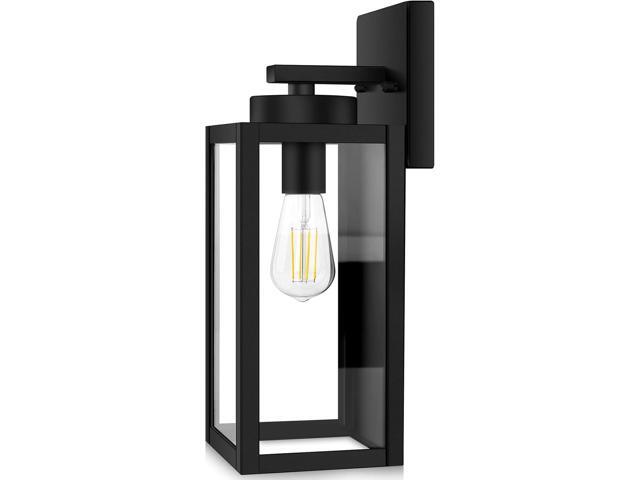 BesLowe Outdoor Wall Mount Light Fixture, Exterior Wall Lantern Waterproof, Black Outside Porch Sconce Lighting with Matte Black Finish & Glass.