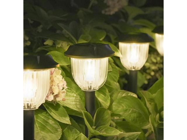 Bright 10 Pack Solar Pathway Lights Outdoor, Solar Powered Garden Lights Waterproof IP65, Auto On/Off LED Solar Lights for Landscape Path...
