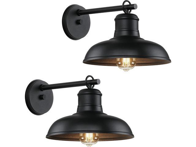 2-Pack Outdoor Wall Lights, Vintage Black Wall Sconces, Exterior Farmhouse Barn Light Fixtures, Indoor Wall Mount Lighting Fixtures, Anti-Rust...
