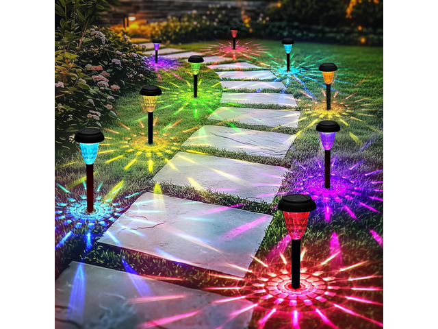 TISEJOY Solar Pathway Lights Outdoor Waterproof 12 Pack Color Changing Garden Light for Yard Patio Driveway Walkway Lawn Landscape Lighting for...