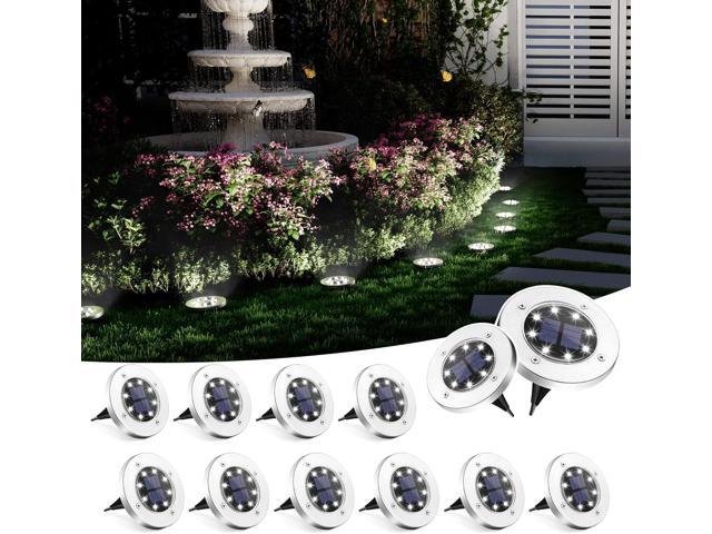 SOLPEX Solar Ground Lights, 12 Pack Solar Lights Outdoor Waterproof, 8 LED Solar Powered Landscape Lighting for Garden Yard Patio Pathway Driveway.