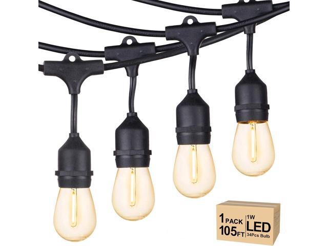 Svater Outdoor String Lights Led 105FT, Commercial Grade Patio Light with 1W Dimmable S14 Shatterproof Bulbs, ETL Listed Heavy-Duty Outside.