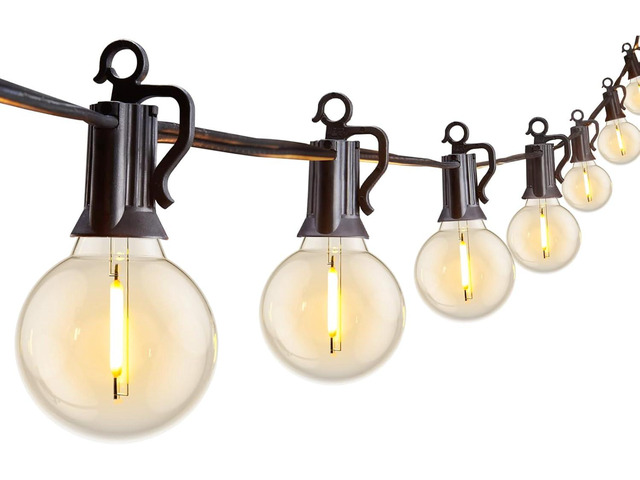 Brightown Outdoor String Lights 29 Feet G40 LED Patio Lights, Plug-in, 13 Plastic Edison Bulbs(1 Spare), Waterproof Connectable Hanging Light for...