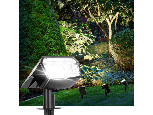 AUDERWIN Solar Spot Lights Outdoor Waterproof 4 Pack IP65, 63 LED 3 Lighting Modes Spotlights for Yard Garden House Garage Pathway