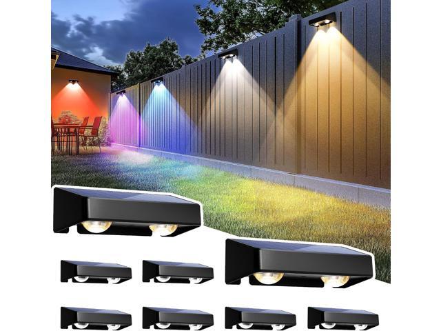 SOLPEX Solar Fence Lights Outdoor, 9 Fixed Colors Color Changing Fence Solar Lights Outdoor Waterproof IP65, LED Deck Lighting for Halloween.