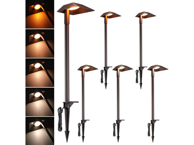 LEONLITE 5CCT Anti-Glare Low Voltage Pathway Lights, 5W Wired LED Landscape Path Lights, Aluminum IP65 Outdoor Landscape Lighting for Walkway Yard,...