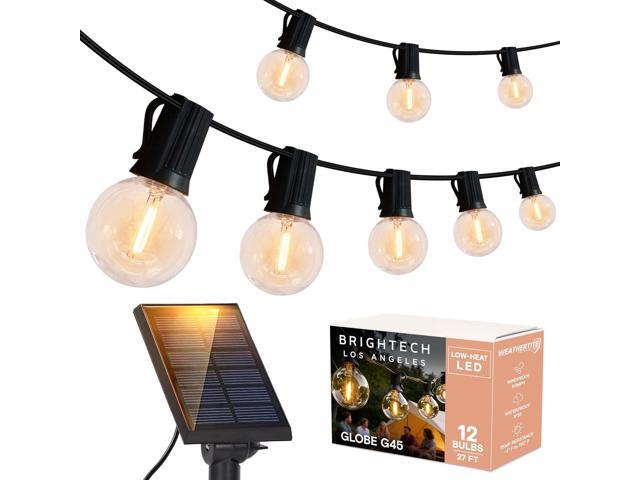 Brightech Ambience Pro Solar Powered LED Outdoor String Lights - 27 Ft Commercial Waterproof Patio Lights with Edison Bulbs - Durable String Lights...