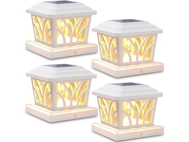 SIEDiNLAR Solar Post Cap Lights Outdoor, Aluminum Glass 2 Modes Edison LED Bulbs for 4x4 5x5 6x6 Vinyl/Wooden Posts Fence Deck Patio Decor, Warm.