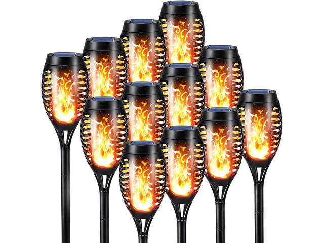 Toodour Solar Torch Flame Lights, 12 Pack Solar Lights Outdoor with Flickering Flame, Waterproof Patio Light Landscape Decoration Lighting for...
