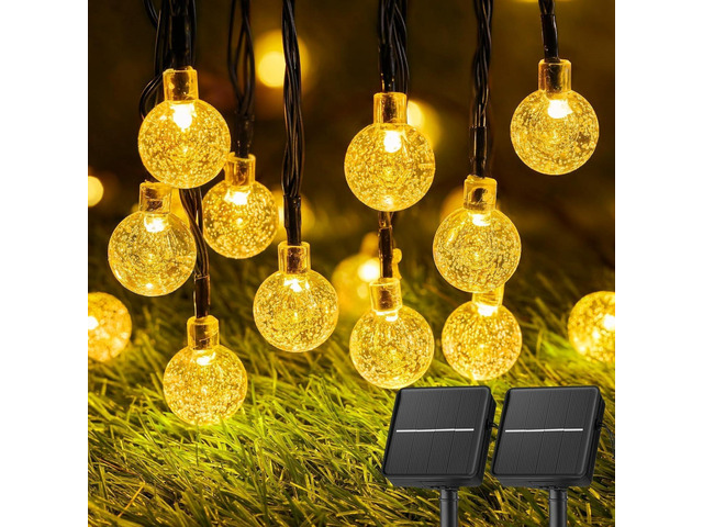 Brightown Solar String Lights Outdoor Waterproof, 2 Pack Total 120 LED 73 FT, Solar Powered Patio Lights with 8 Lighting Modes for Garden Yard...