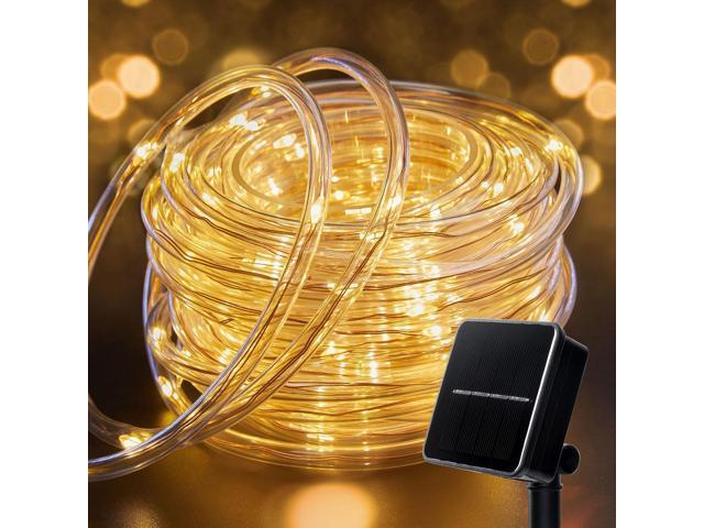 Solar Rope String Lights Outdoor 72Ft 200 Led Waterproof Solar Powered Fairy Lights with 8 Lighting Modes, Copper Wire PVC Tube Lights for Garden.