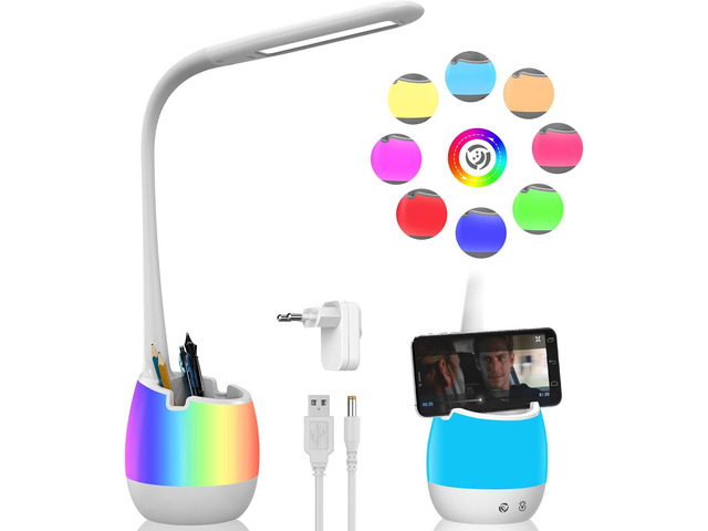 ERAY LED Desk Lamp with Pen Holder for Home Office Dorm, Touch Dimmable Bedside Reading Light with 3 Color Modes, Eye Caring, Flexible Gooseneck...