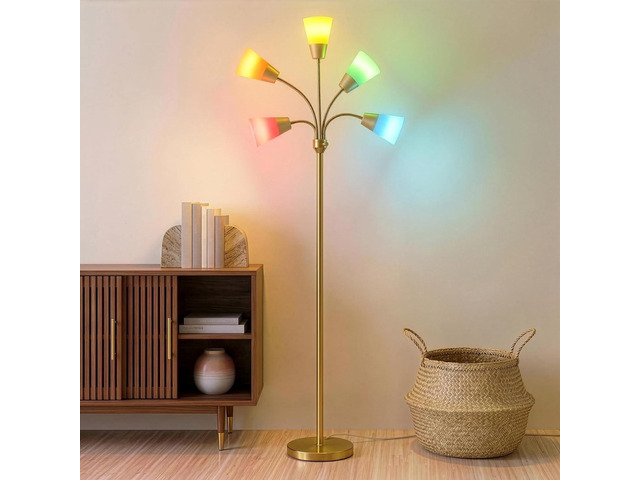 Brightech Medusa Modern LED Floor Lamp Multi Head Floor Lamp for Living Rooms & Offices Tall Lamp with Interchangeable Shade, Standing Lamp with...