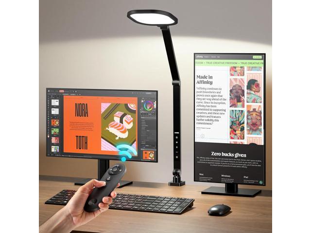 Desk Lamps for Home Office, 2000LM Eye-Caring Desk Light with Clamp, Dimmable Zoom Lighting with 3 Colors & 10 Brightness, Remote Computer Ring...
