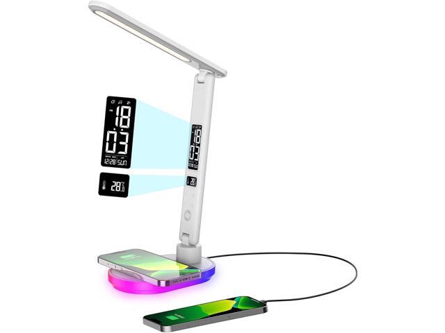 LED Desk Lamp with 10W QI Wireless Charging, Flexo Table Lamp with 3 Colors and 5 Brightness Levels with Charging...